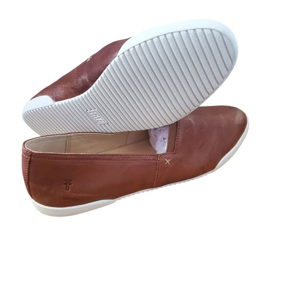 Frye Melanie Women 9.5 Slip on Shoes Cognac Antique Soft Vintage Leather Sneaker - Picture 7 of 14